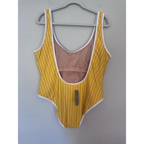J Crew Scoopneck one-piece swimsuit in Stripe Sunflower Yellow Womens Sz 18 NWT - Picture 6 of 16